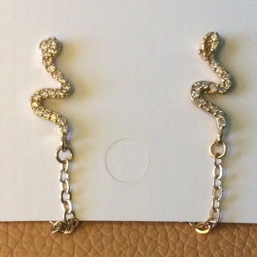New Rhinestone Serpent Jacket Earrings 40$